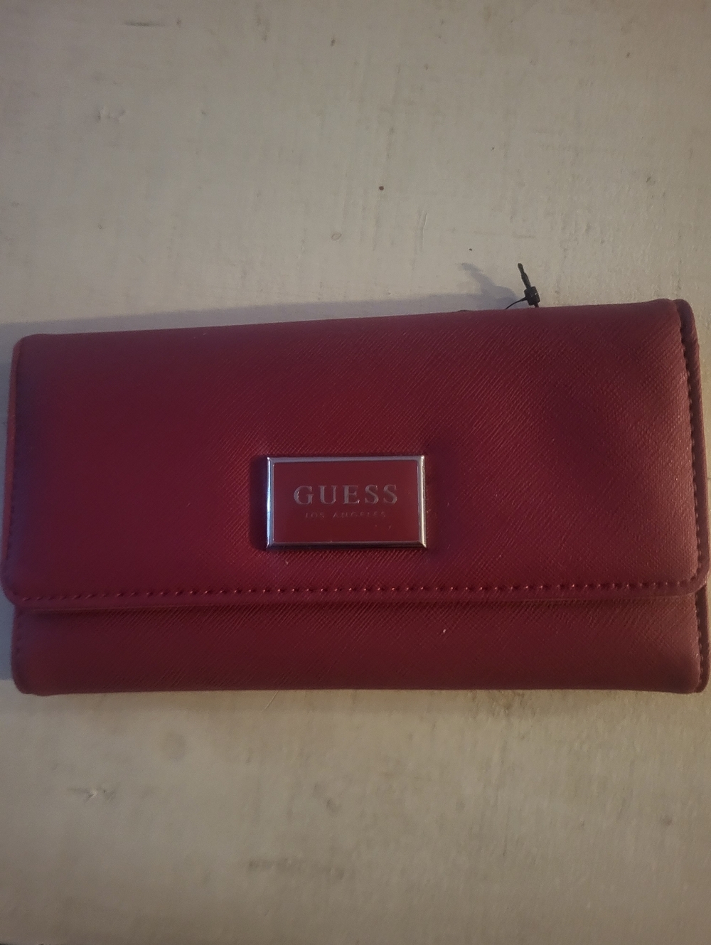 GUESS Red Fold-Over Women's Wallet with Logo Plate